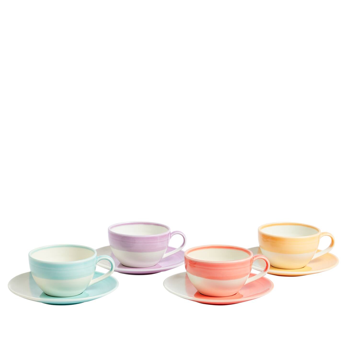 bright coffee cups 1815 Bright Cappuccino/Saucer Mixed, Set of 4