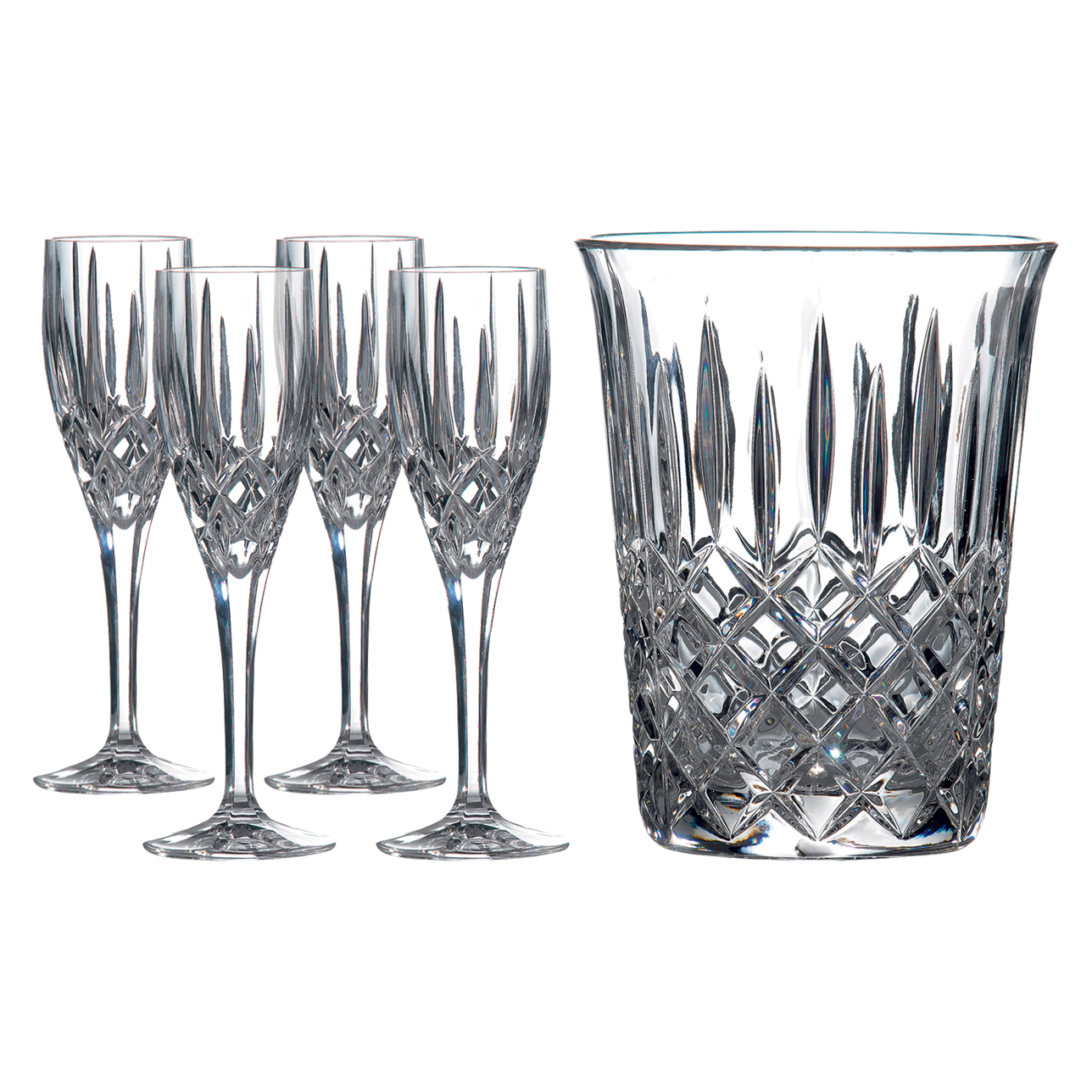 Decanter Set: Champagne Bucket and 4 Champagne Flutes