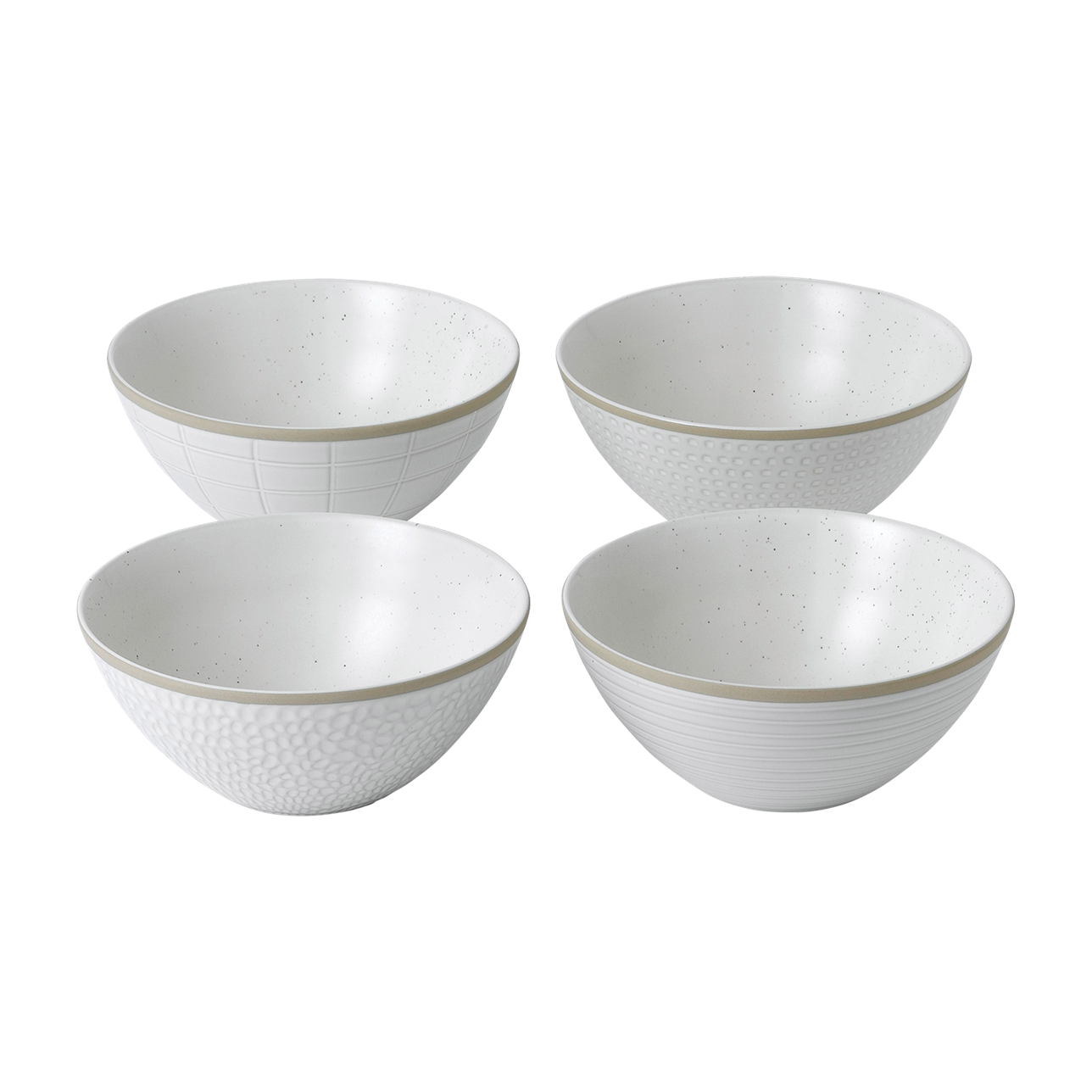 Maze Grill Mixed Pattern White Cereal Bowls