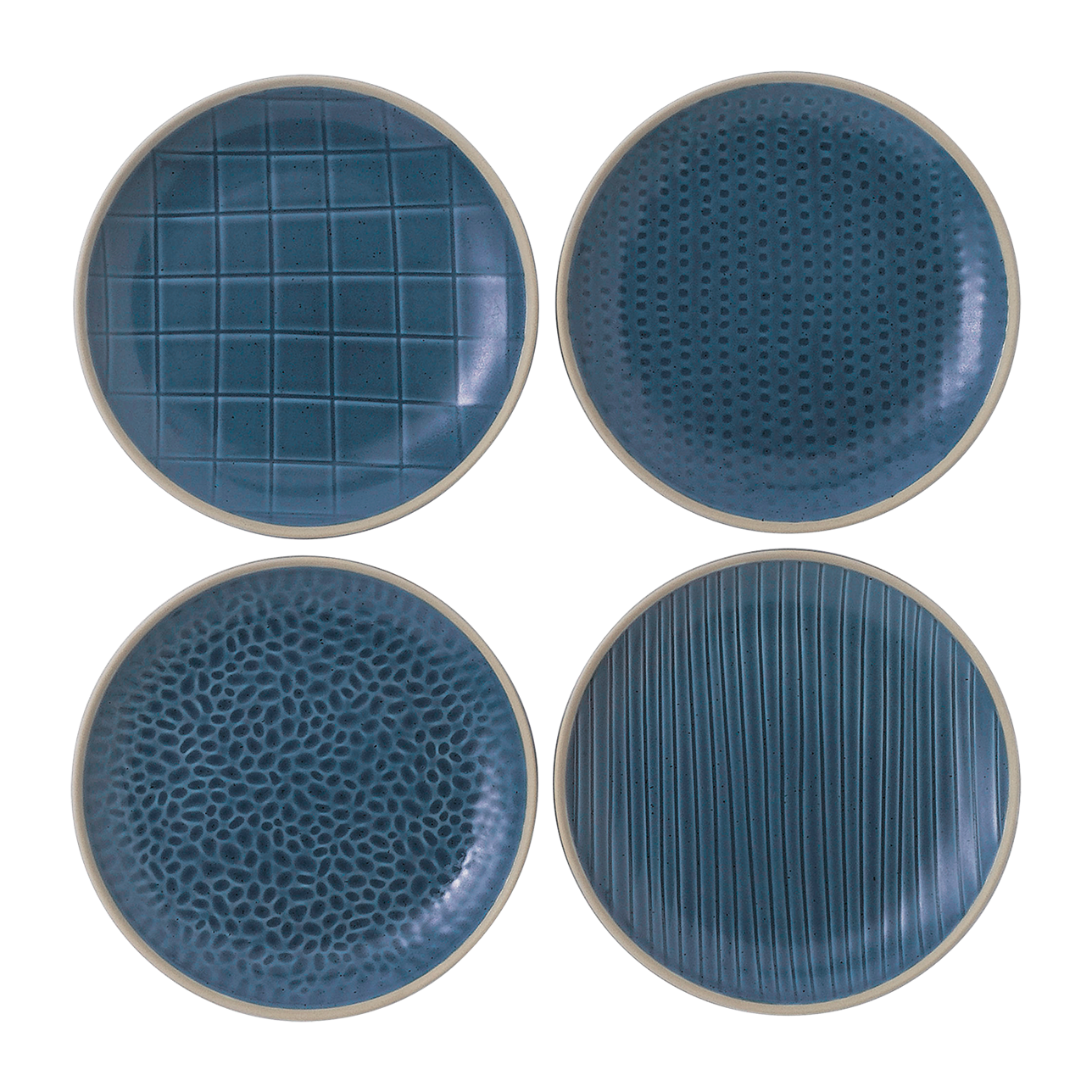 Maze Grill Mixed Pattern Blue Accent Plates (Set of 4)