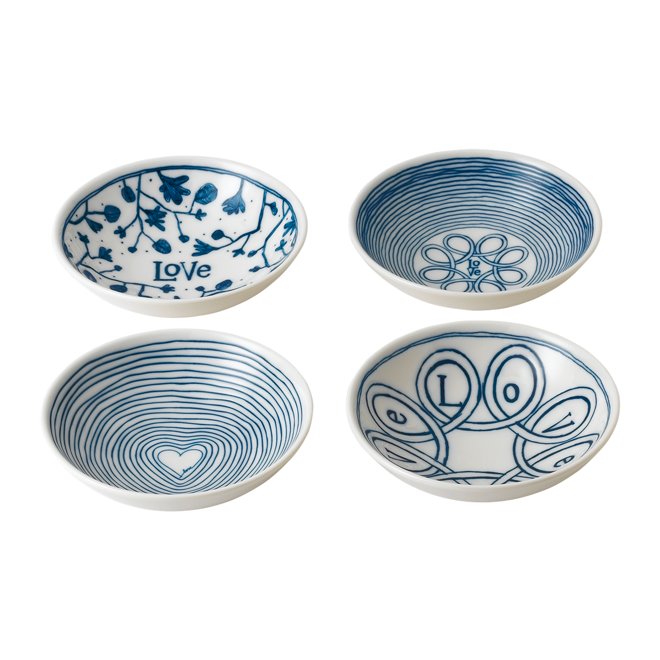 ED Blue Love Small Bowls (Set of 4)