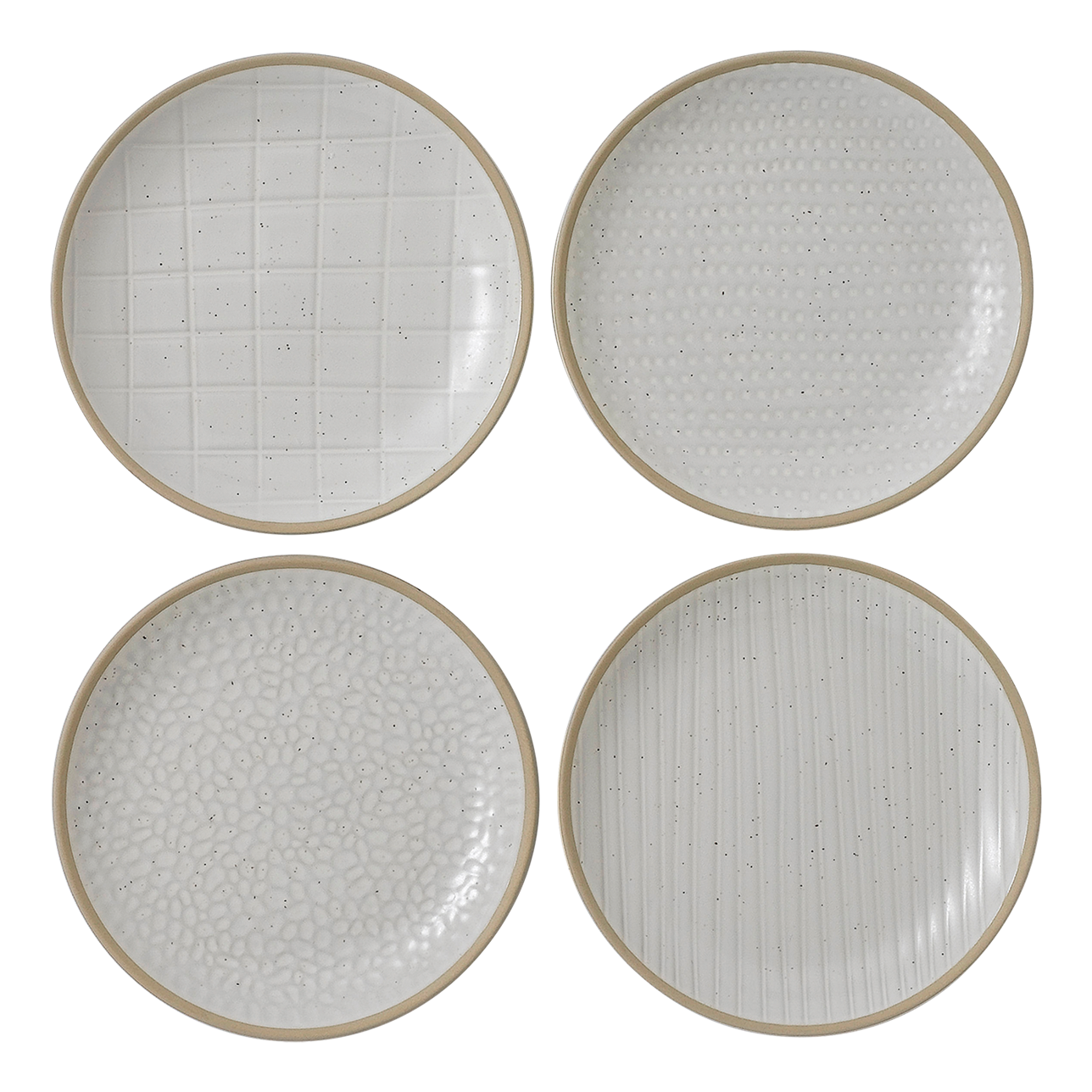 Maze Grill Mixed Pattern White Accent Plates (Set of 4)