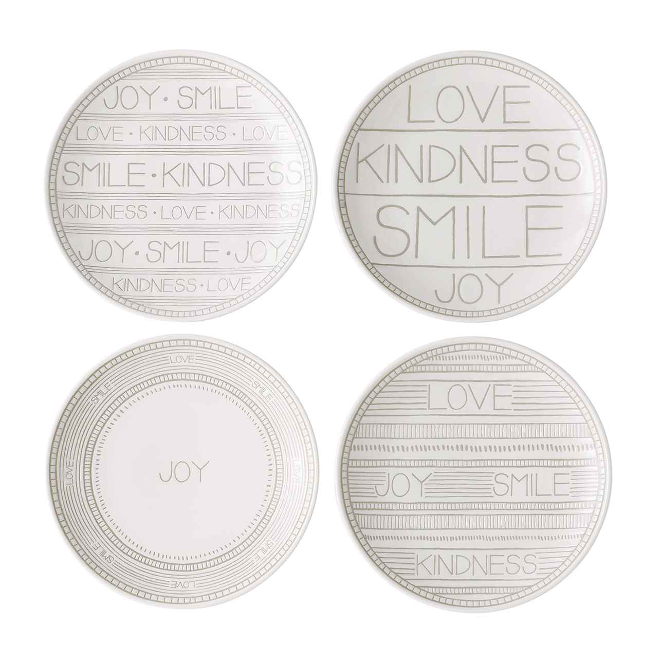 ED Taupe Accent Plates, Mixed Set of 4