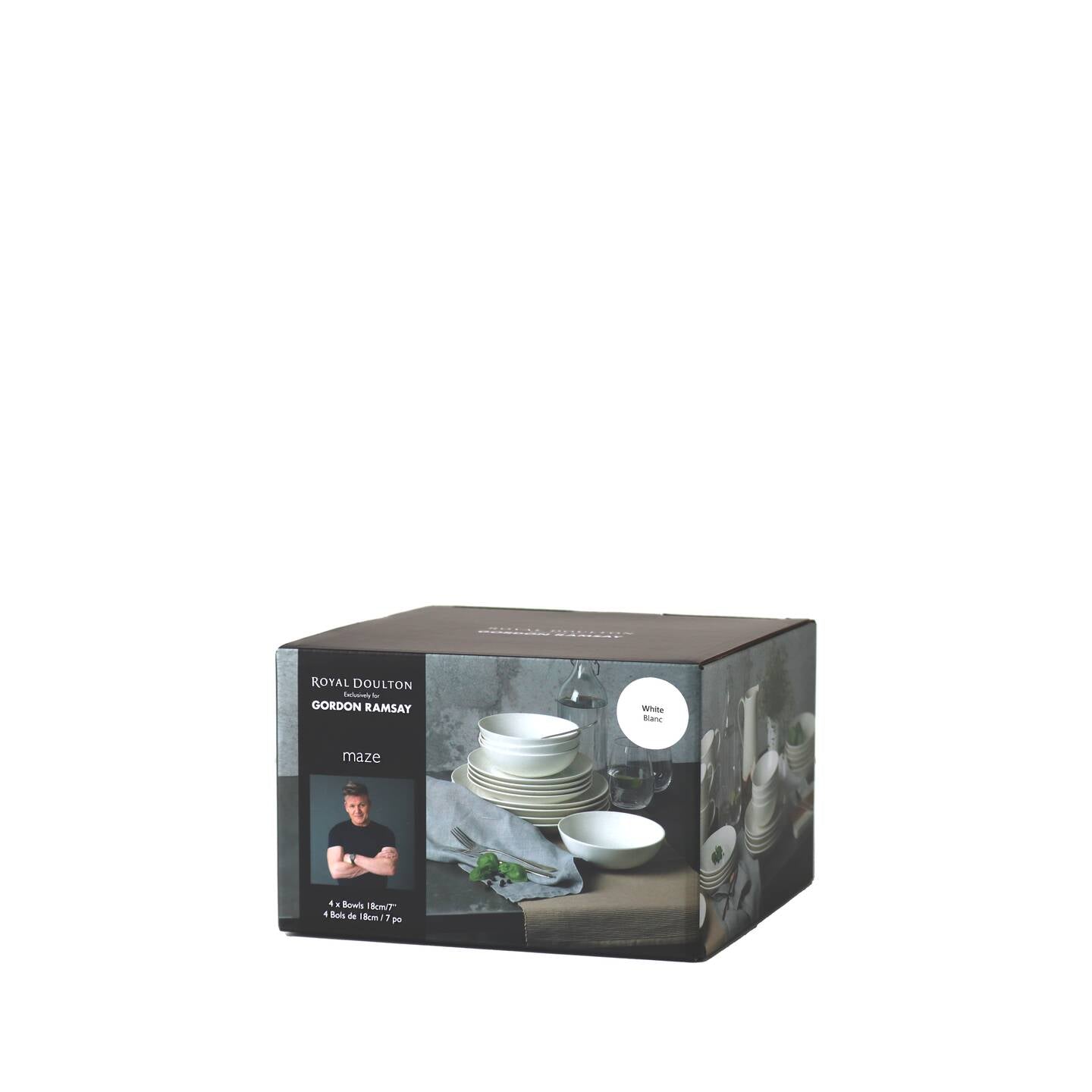 謝恩セット48個 ラミールム8本 ホワイトエッセンス4本 Gordon Ramsay Maze White Cereal Bowls, Set of 4 | Royal Doulton