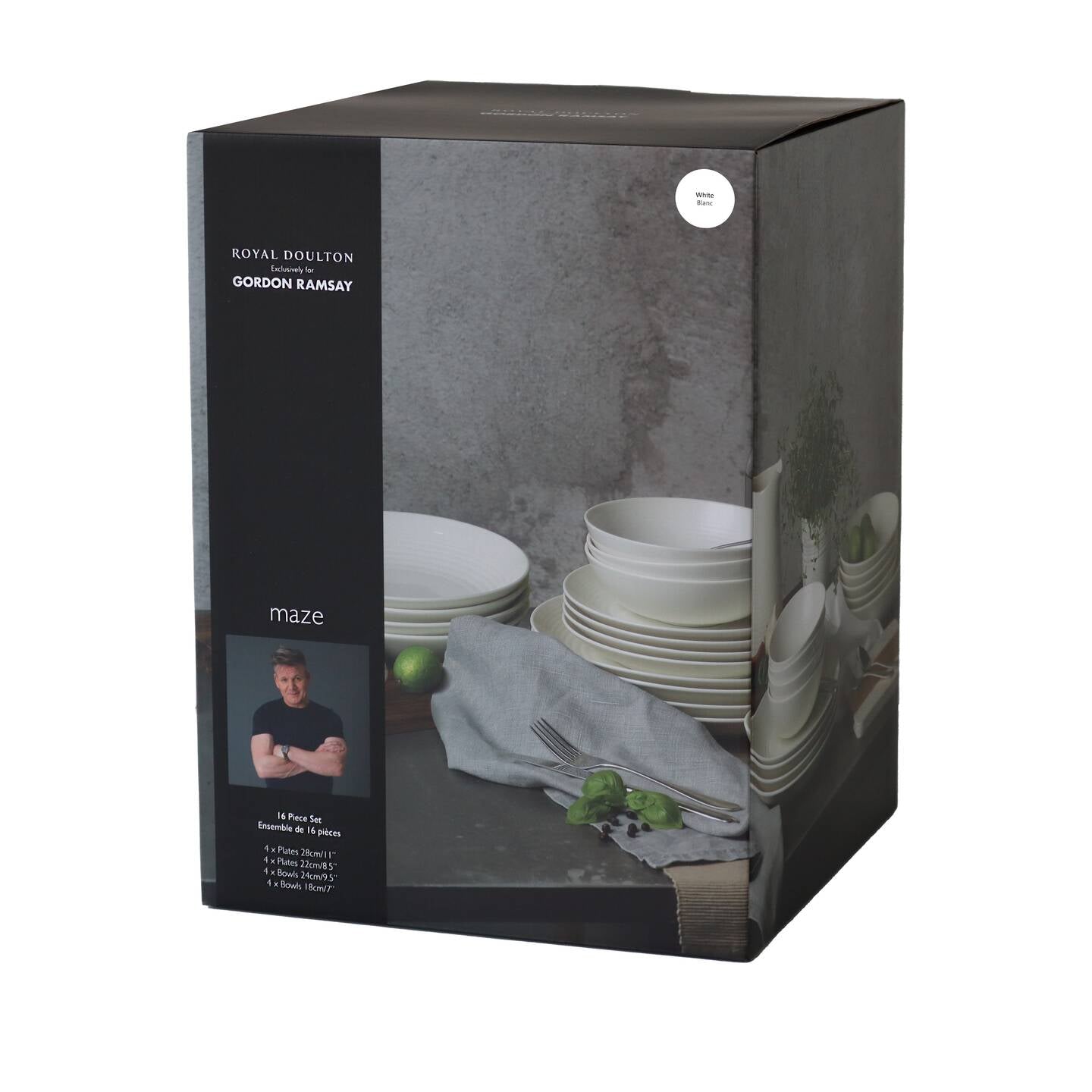 Gordon Ramsay Maze White Dinner Set, 16 piece
