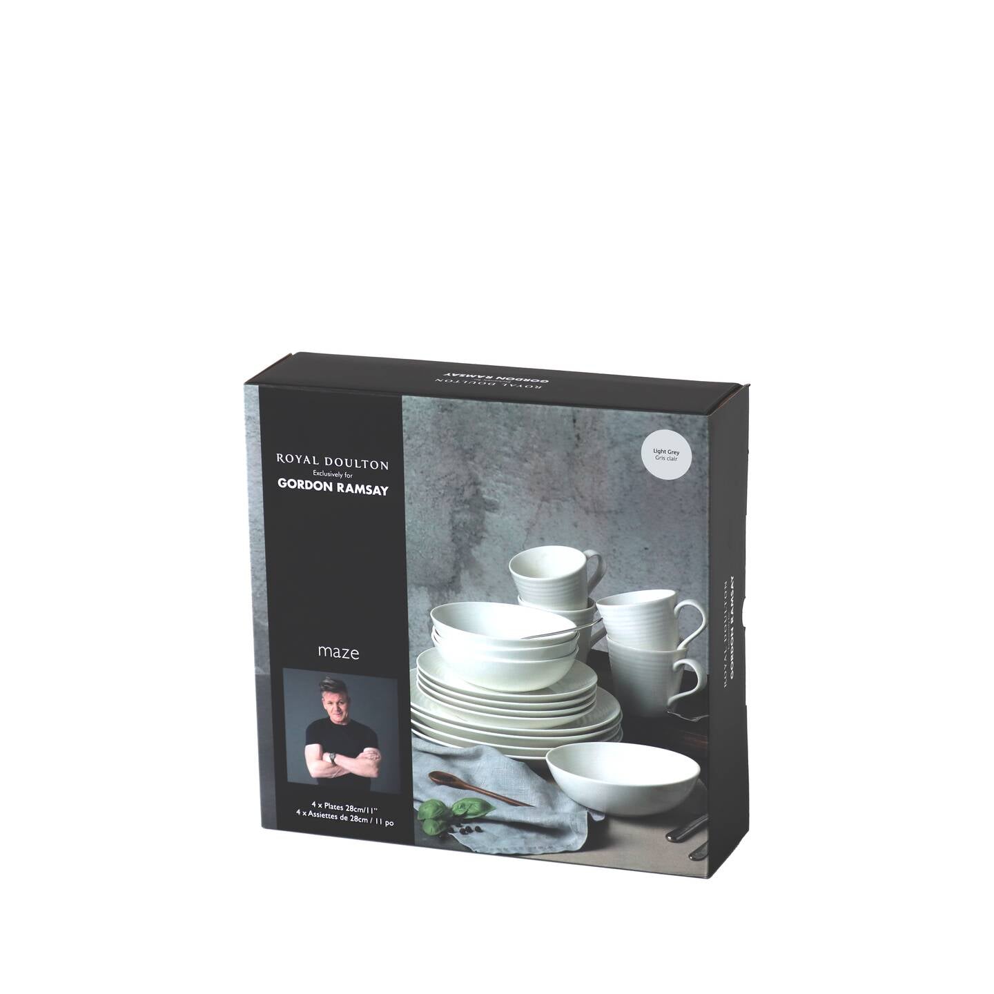 Gordon Ramsay Maze Light Grey Dinner Plates, Set of 4