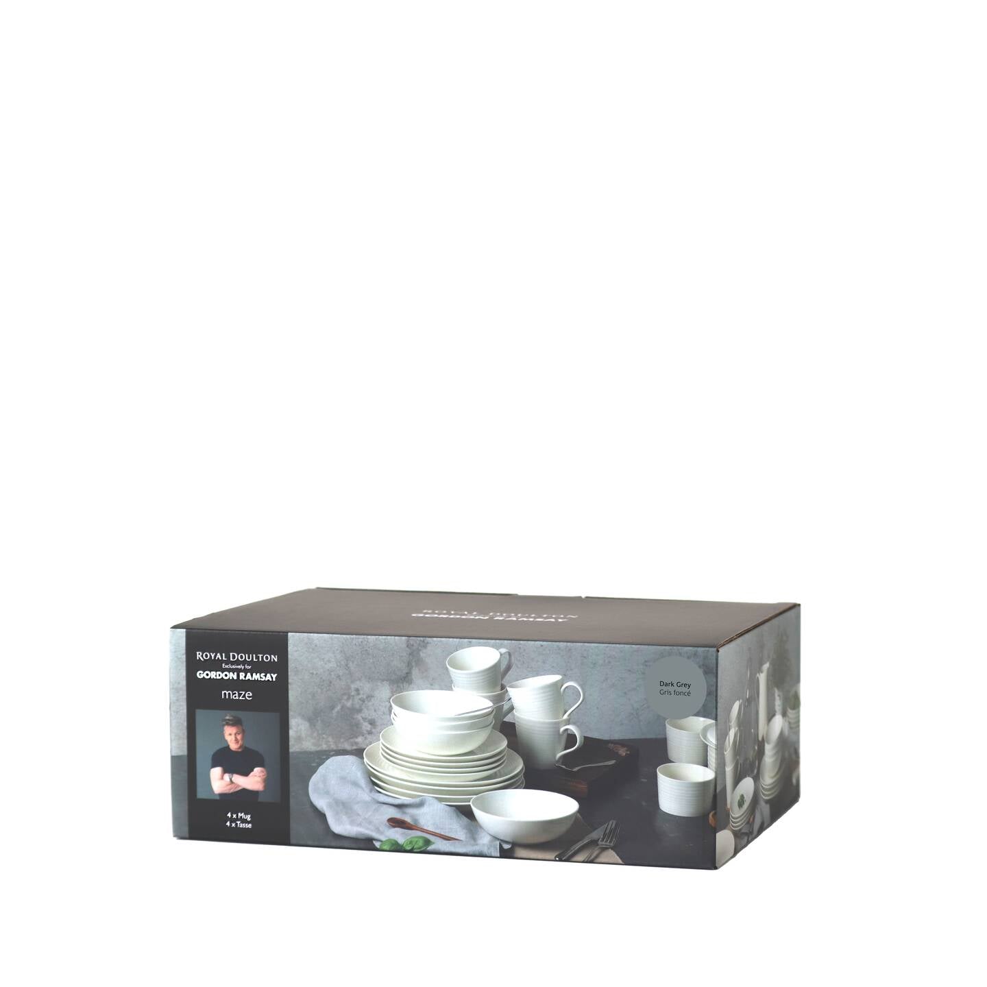 Gordon Ramsay Maze Dark Grey Mugs, Set of 4