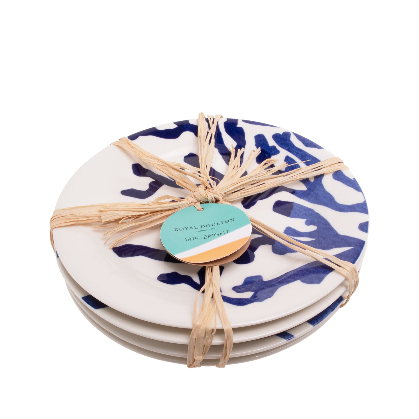 Pacific Coral Dinner Plates Mixed Patterns Blue, Set of 4