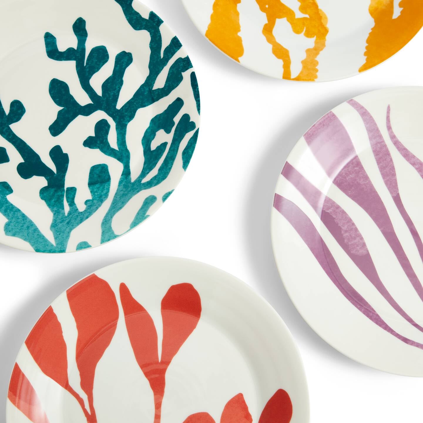 1815 Coral Mixed Pattern Plate, Set of 4