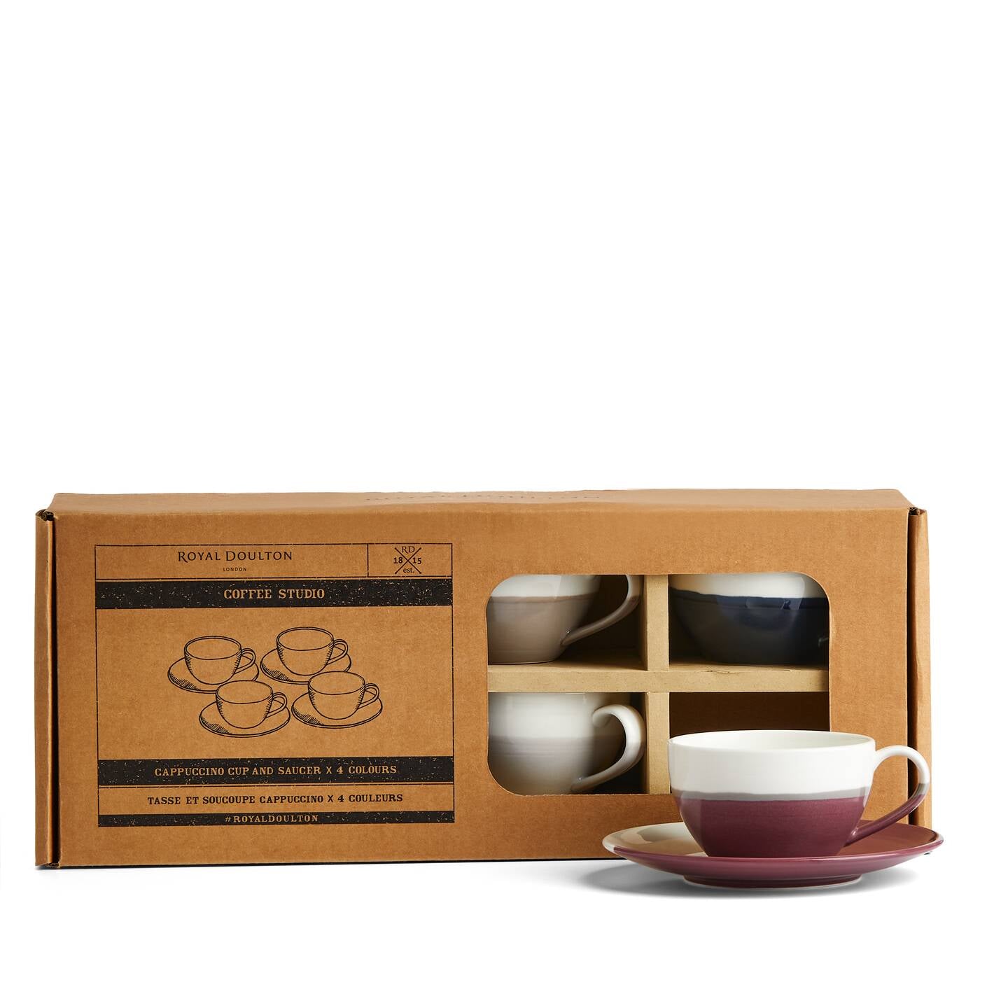 Coffee Studio Cappucino Cup and Saucer, Set of 4