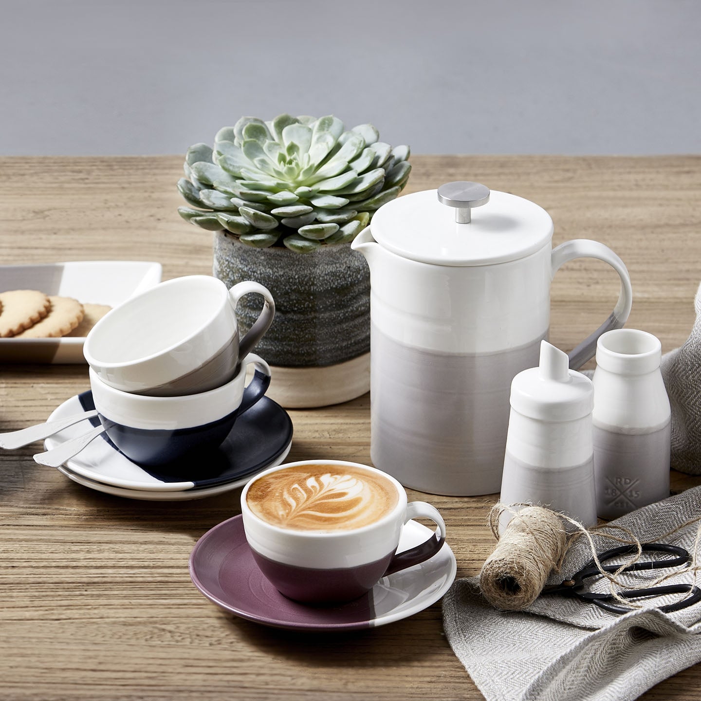 Coffee Studio Cappucino Cup and Saucer, Set of 4