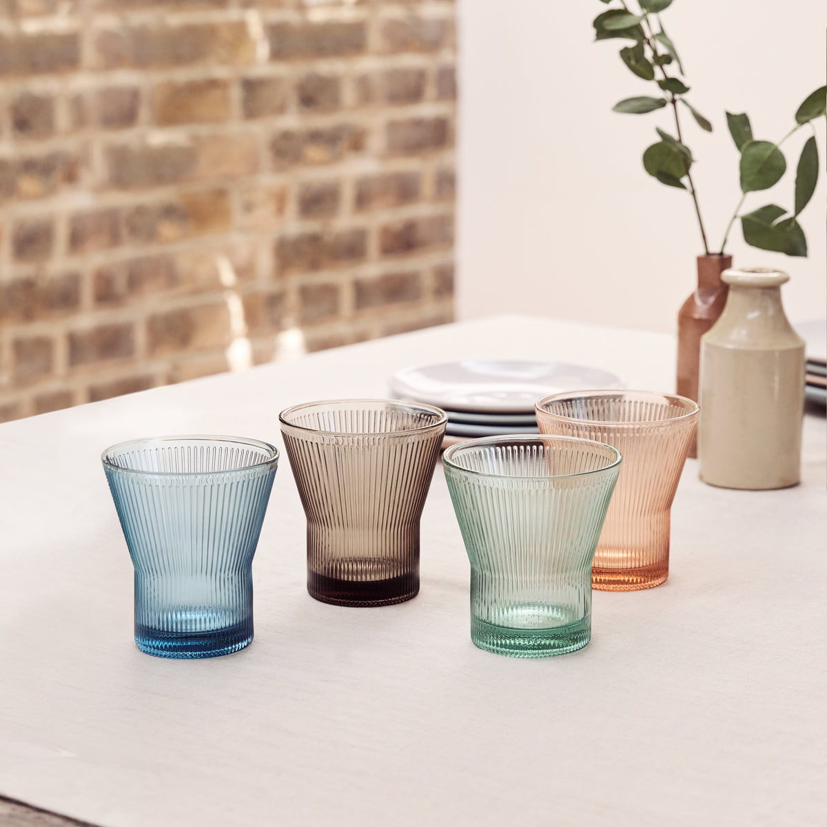 Lambeth Tumbler, Mixed Colours, Set of 4