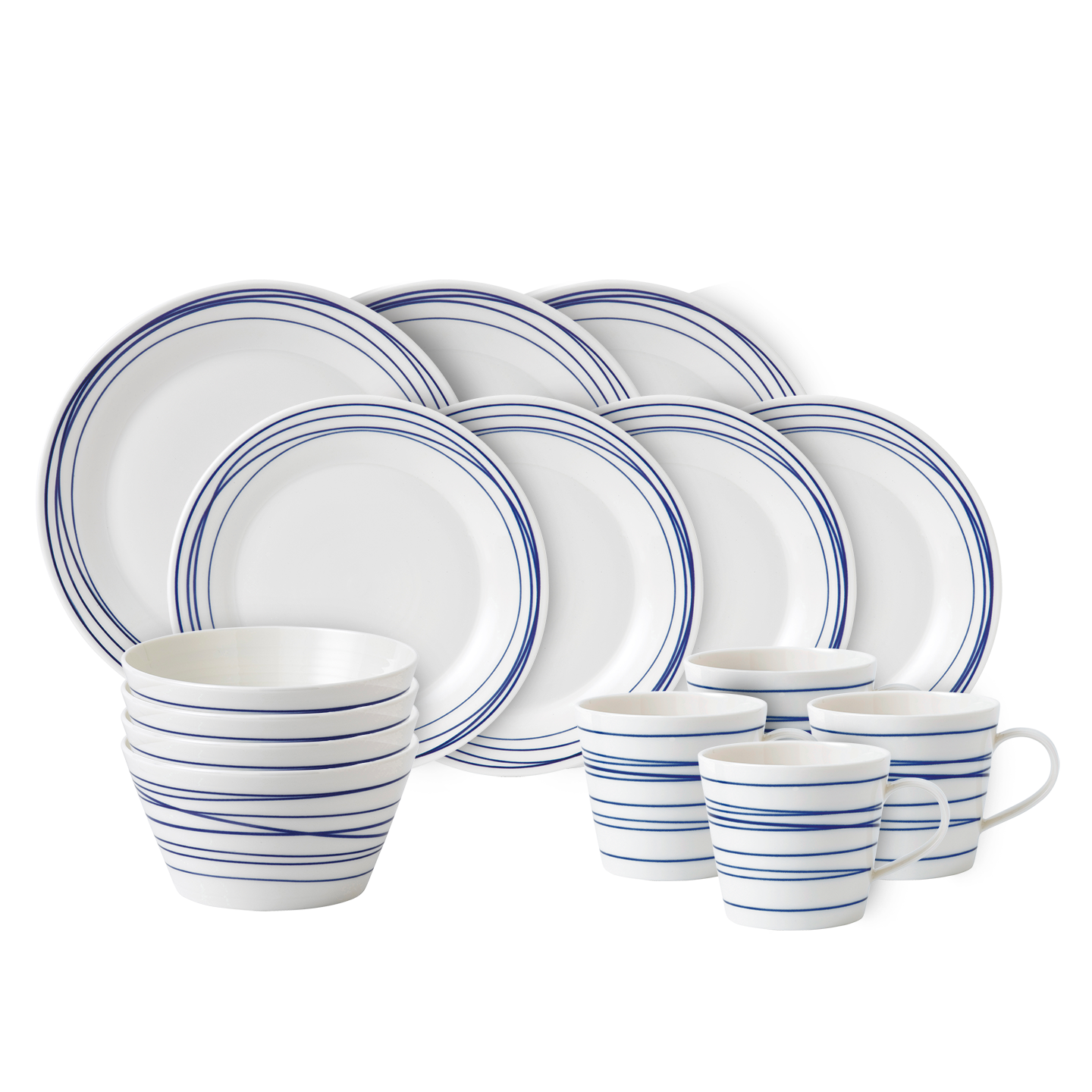 Pacific Blue Lines Dinner Set, 16 piece