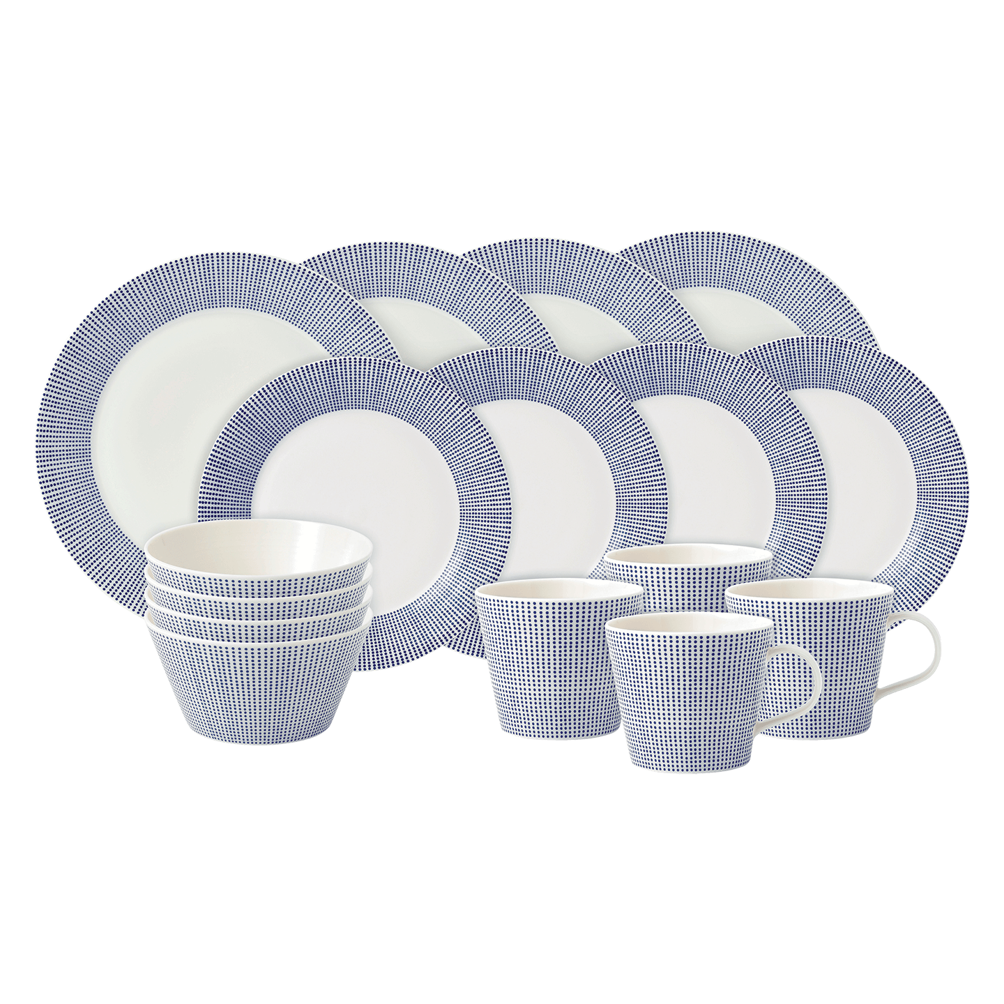 Pacific Blue Dots Dinner Set, 16 piece