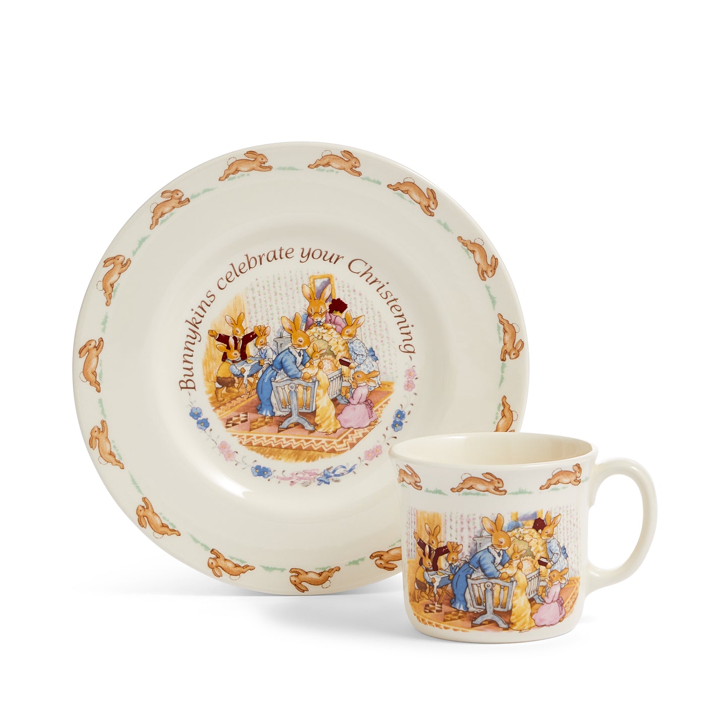 Bunnykins Christening Set: Christening Plate and 1 Handled Hug-a-Mug