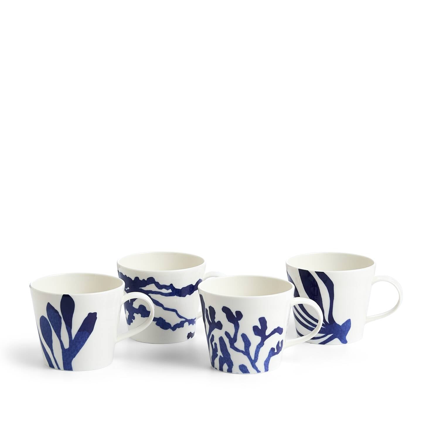 Pacific Coral Mug Mixed Patterns Blue, Set of 4