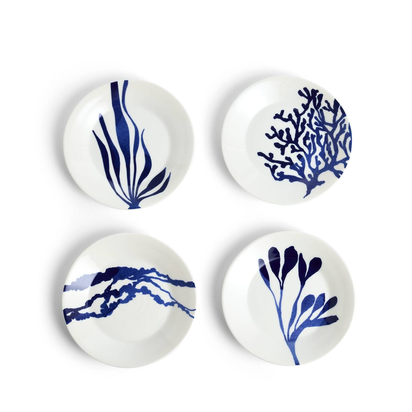 Pacific Coral Side Plates Mixed Patterns Blue, Set of 4